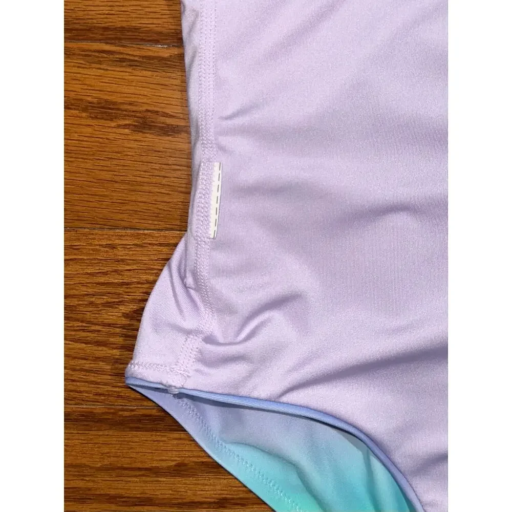 Athleta Girl Scoop Aura Ombre Blue Purple One Piece Swimsuit Size M 8-10